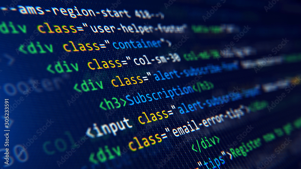 Code, HTML, php web programming source code. Abstract code background ...