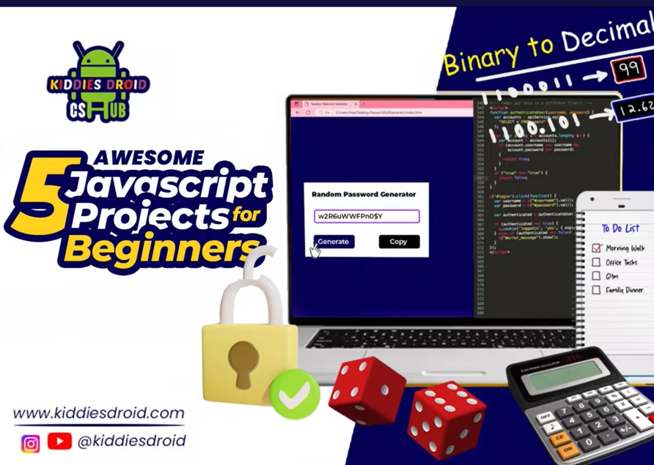 5 Javascript Projects for Beginners | KiddiesDroid