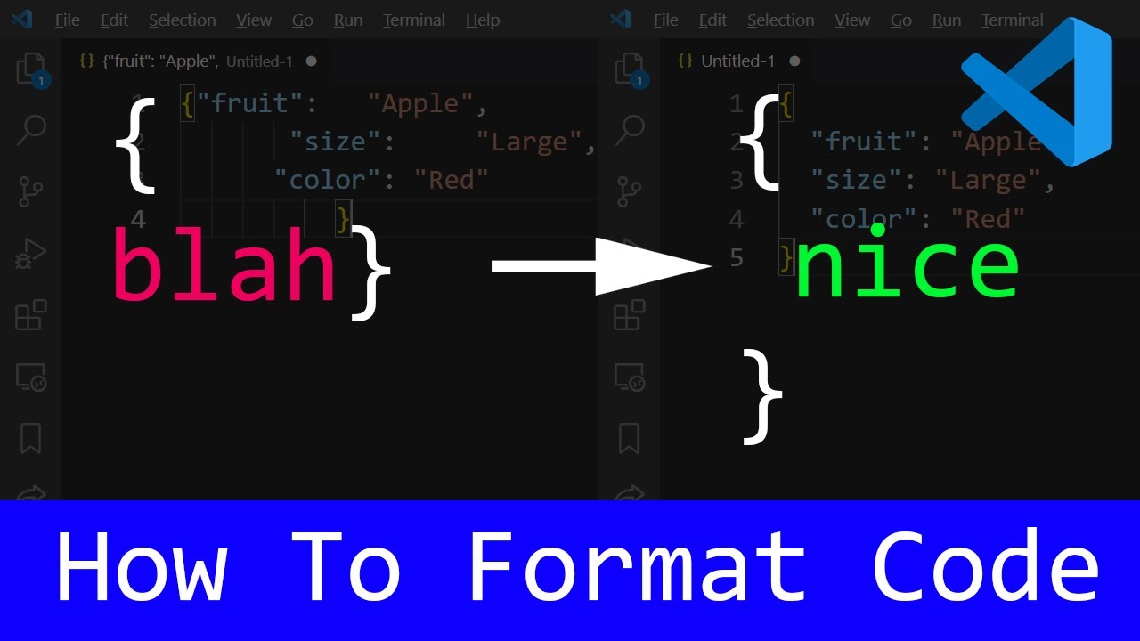 VSCode How To Format Code / VS Code Format JSON / Visual Studio Code ...