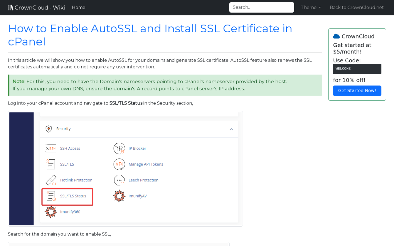 CrownCloud Wiki - How To Enable AutoSSL And Install SSL Certificate In ...
