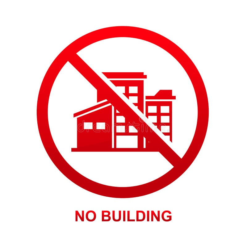 No Building Sign Isolated on White Background Stock Vector ...